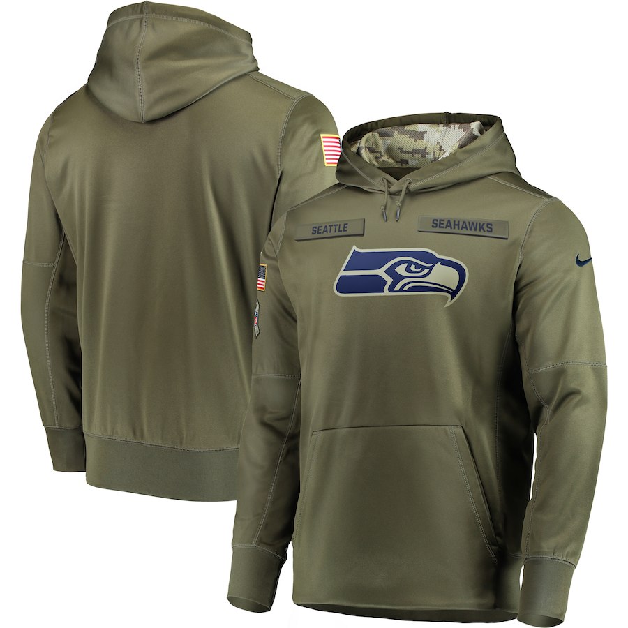 Men Seattle Seahawks Nike Olive Salute To Service KO Performance Hoodie Green->seattle seahawks->NFL Jersey